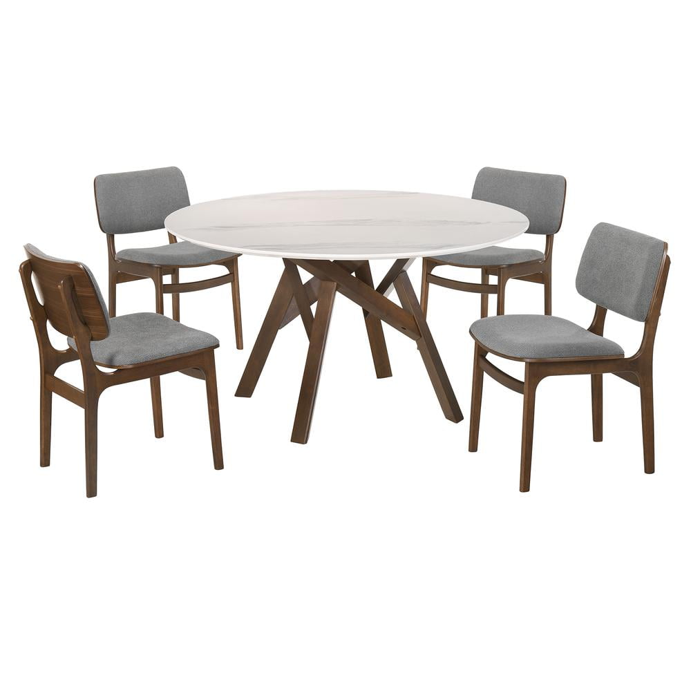 Picture of Armen Living SETVEDIWA5C Venus & Lima 5 Piece Walnut & Marble Round Dining Set