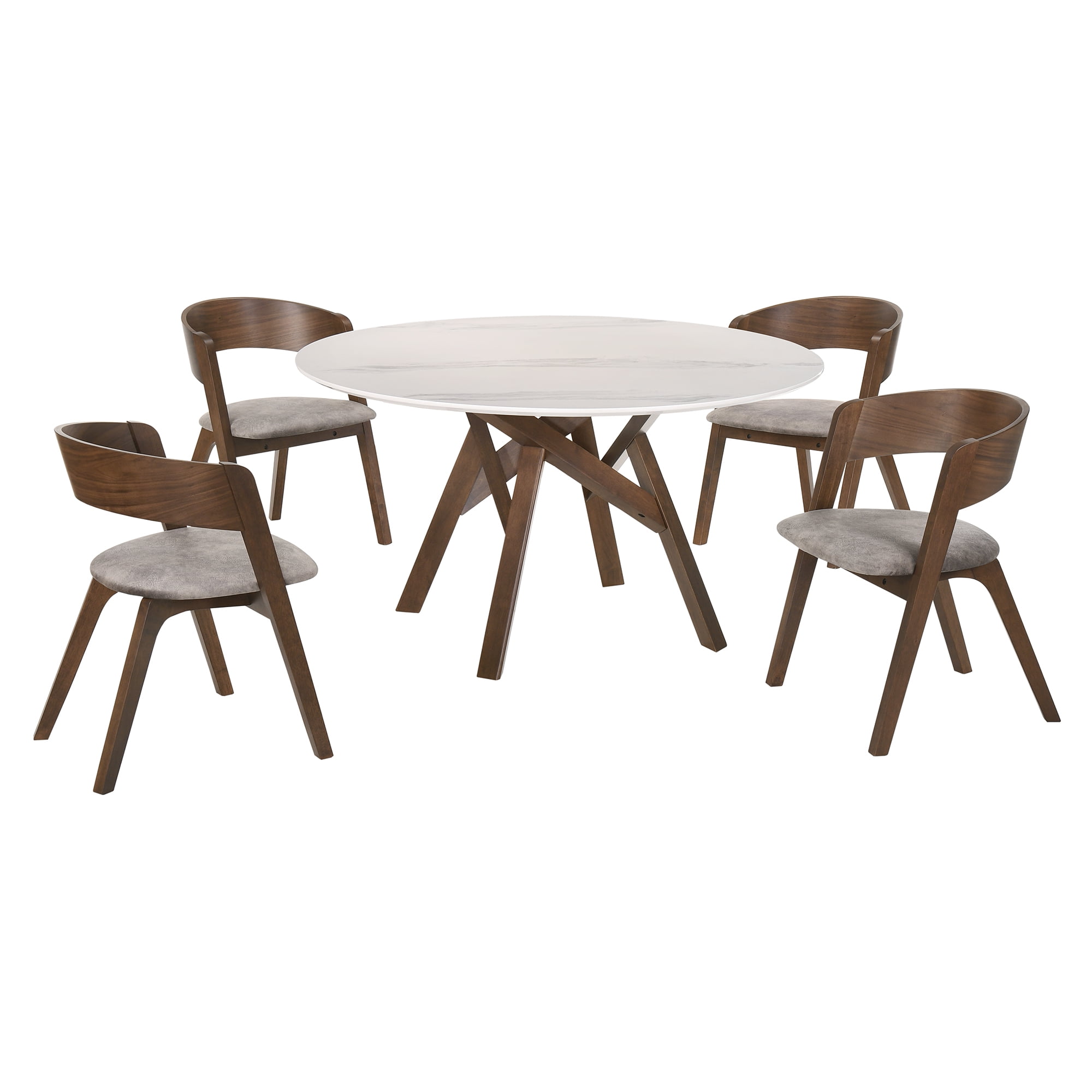 Picture of Armen Living SETVEDIWA5D Venus & Jackie 5 Piece Walnut & Marble Round Dining Set