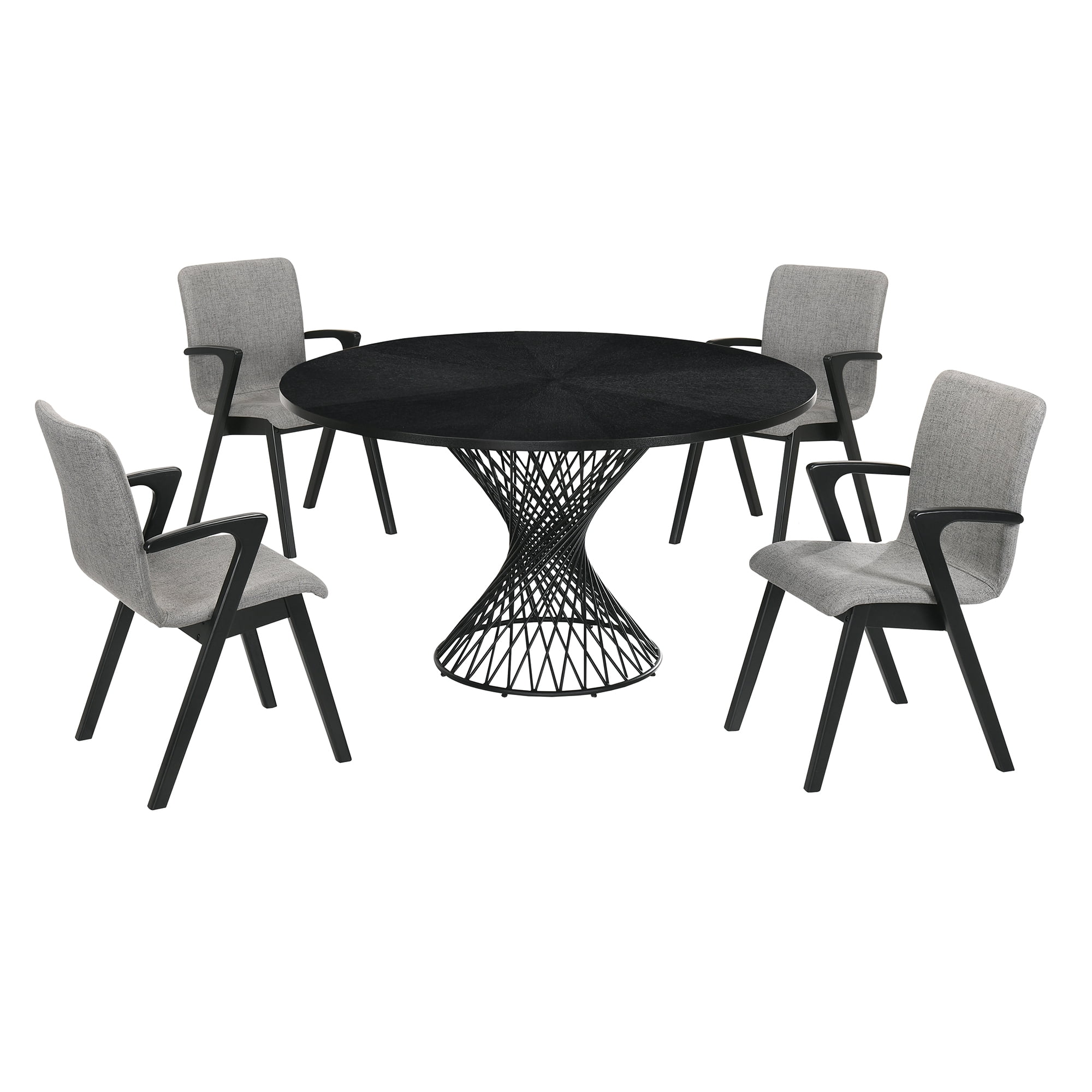 Picture of Armen Living SETCQDIBLK5A Cirque & Varde 5 Piece Black Round Dining Set