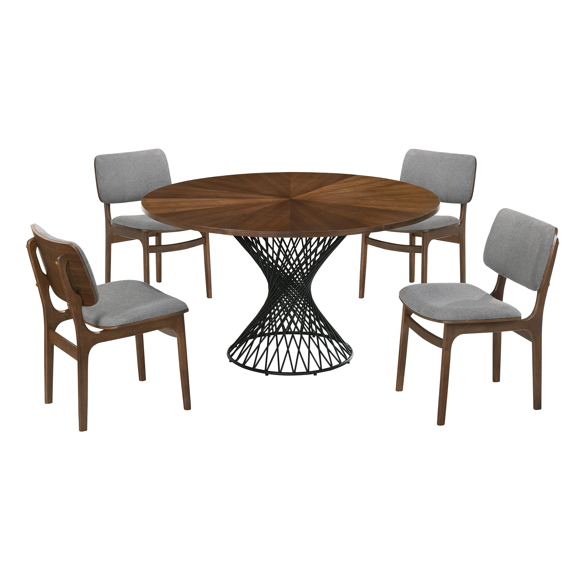 Picture of Armen Living SETCQDIWA5D Cirque & Lima 5 Piece Walnut Round Dining Set