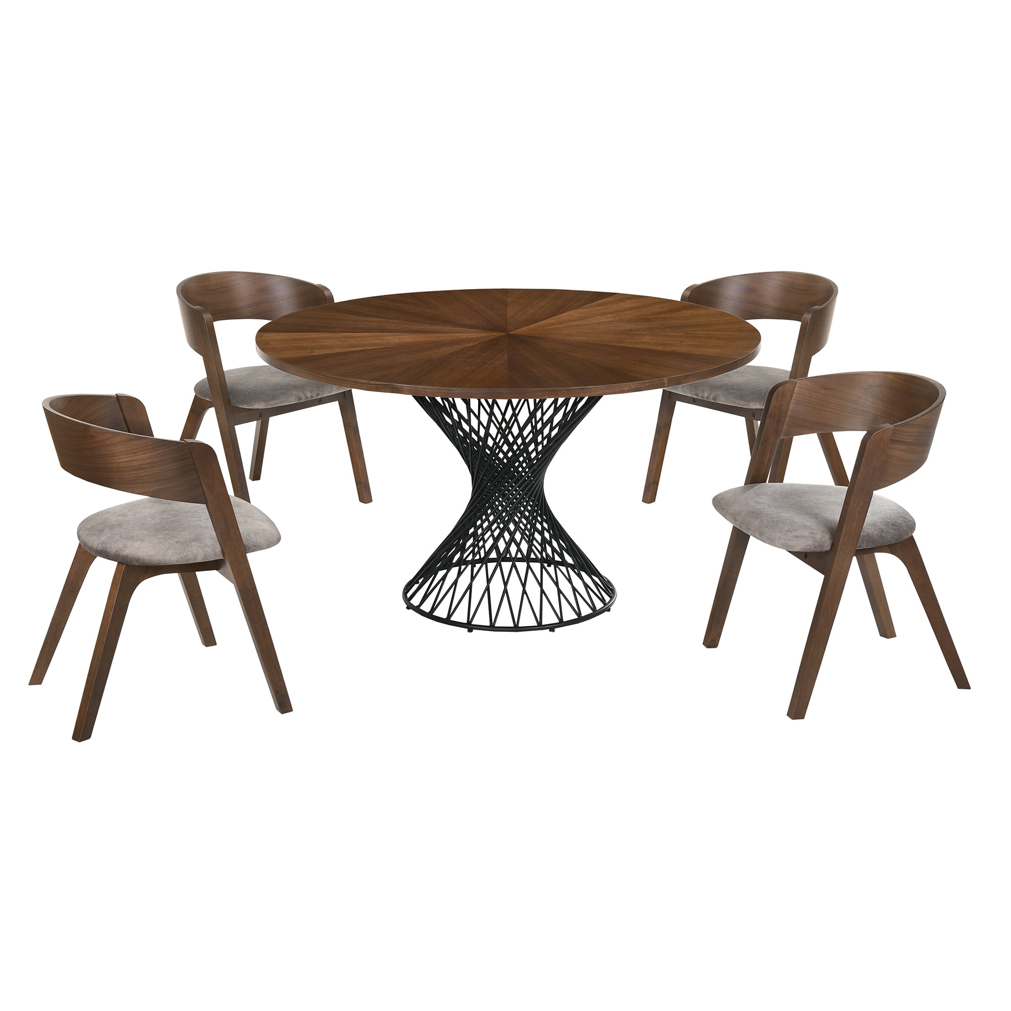 Picture of Armen Living SETCQDIWA5E Cirque & Jackie 5 Piece Walnut Round Dining Set