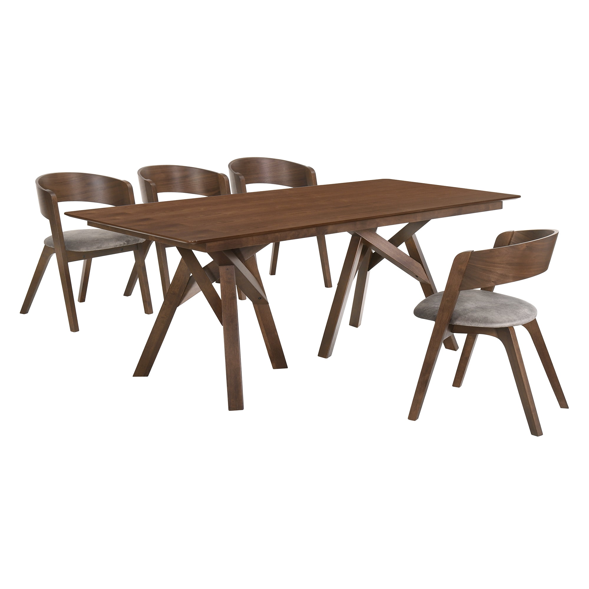 Picture of Armen Living SETCODIWA5E Cortina & Jackie 5 Piece Walnut Rectangular Dining Set