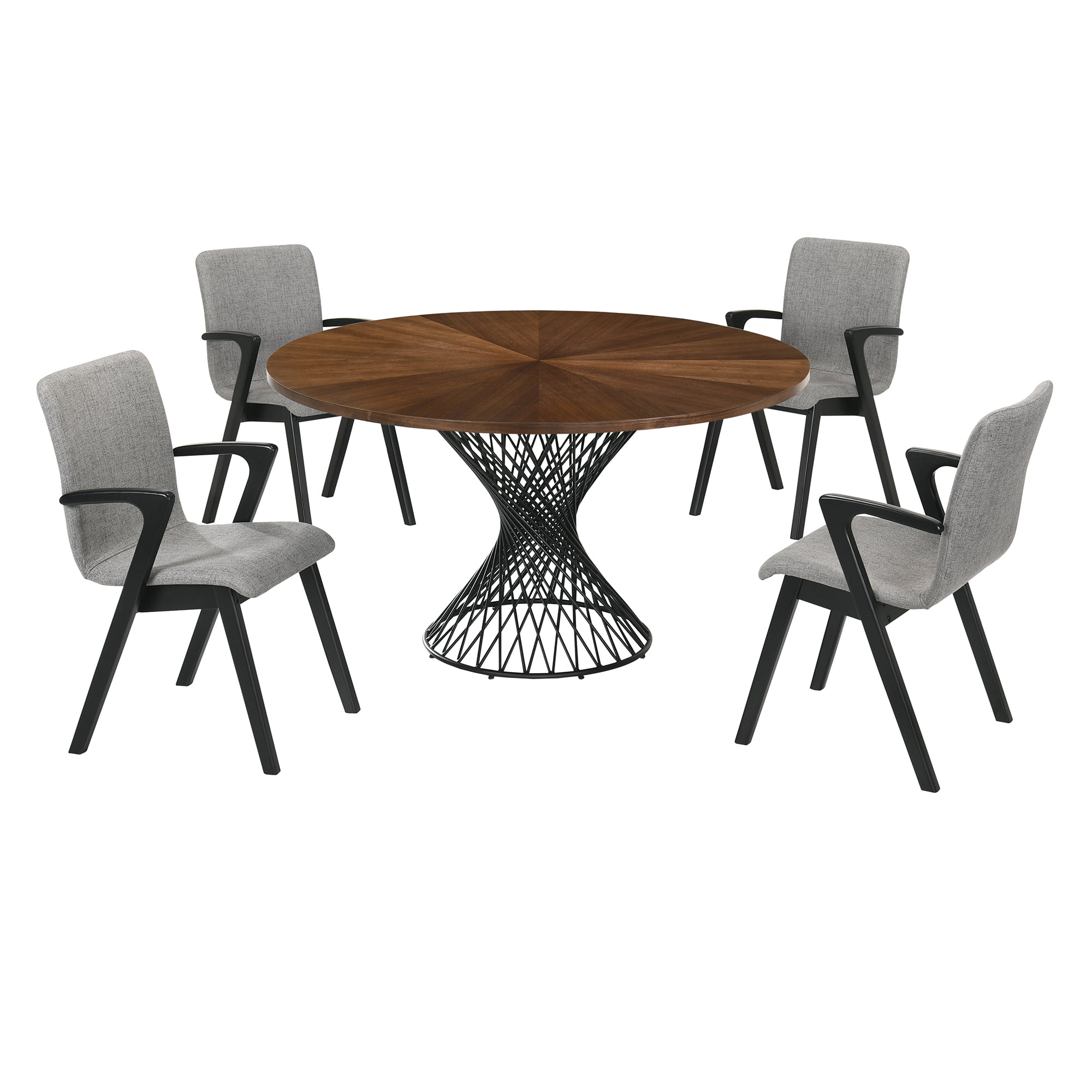 Picture of Armen Living SETCQDIWA5A Cirque & Varde 5 Piece Walnut Round Dining Set