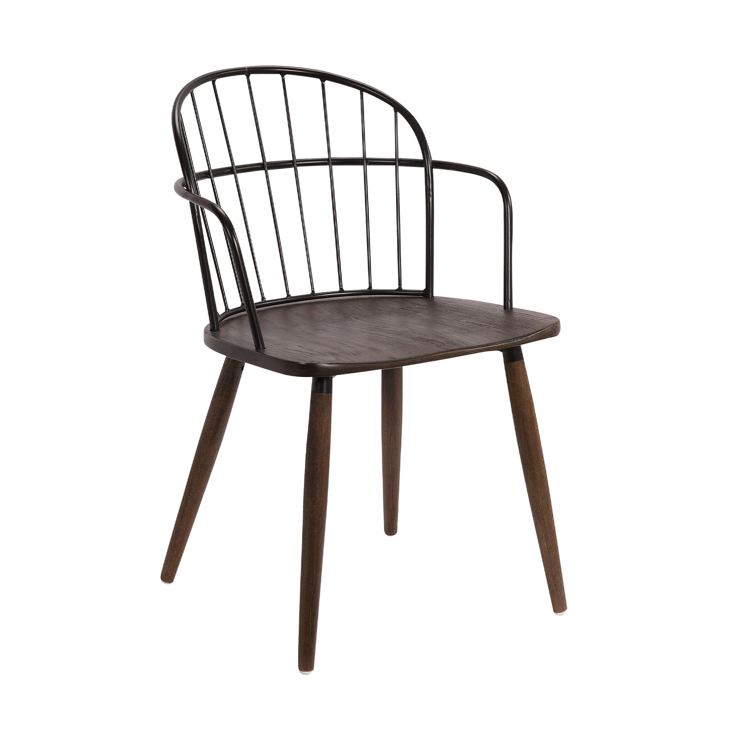 Bradley Steel Framed Side Chair in Black Powder Coated Finish & Walnut Glazed Wood -  SeatSolutions, SE3316514