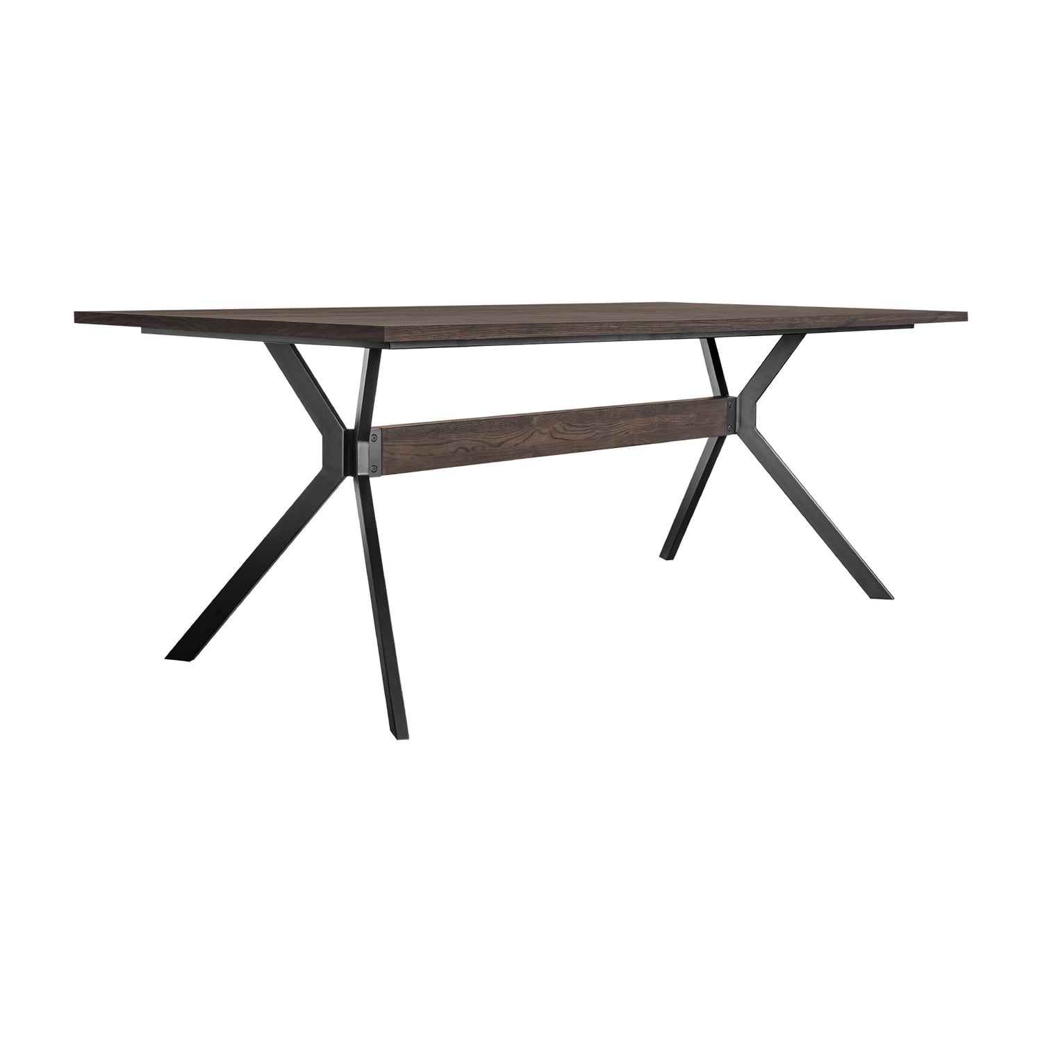 Armen Living Nevada Rustic Oak Wood Trestle Base Dining Table, Smoke