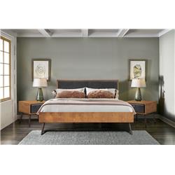 SETCOBDKG3A Coco Rustic 3 Piece Upholstered Platform Bedroom Set in King Size with 2 Nightstands -  Armen Living