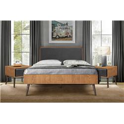 SETCOBDQN3A Coco Rustic 3 Piece Upholstered Platform Bedroom Set in Queen Size with 2 Nightstands -  Armen Living