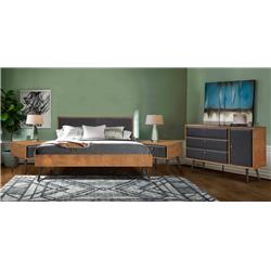 SETCOBDKG4B Coco Rustic 4 Piece Upholstered Platform Bedroom Set in King Size with Dresser & 2 Nightstands -  Armen Living