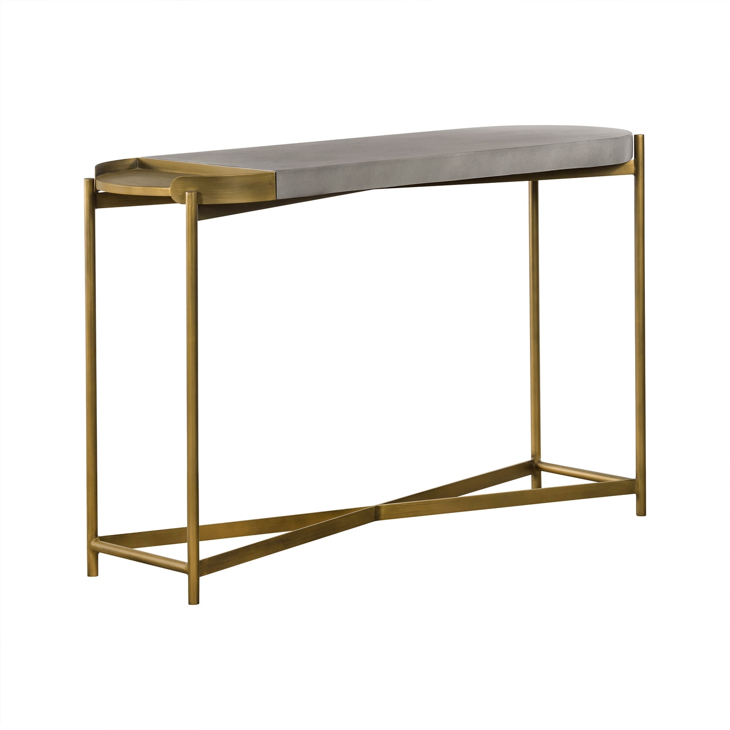 Picture of Armen Living LCDUCNCC Dua Gray Concrete Console Table with Antique Brass&#44; 30 x 4.7 x 15.7 in.