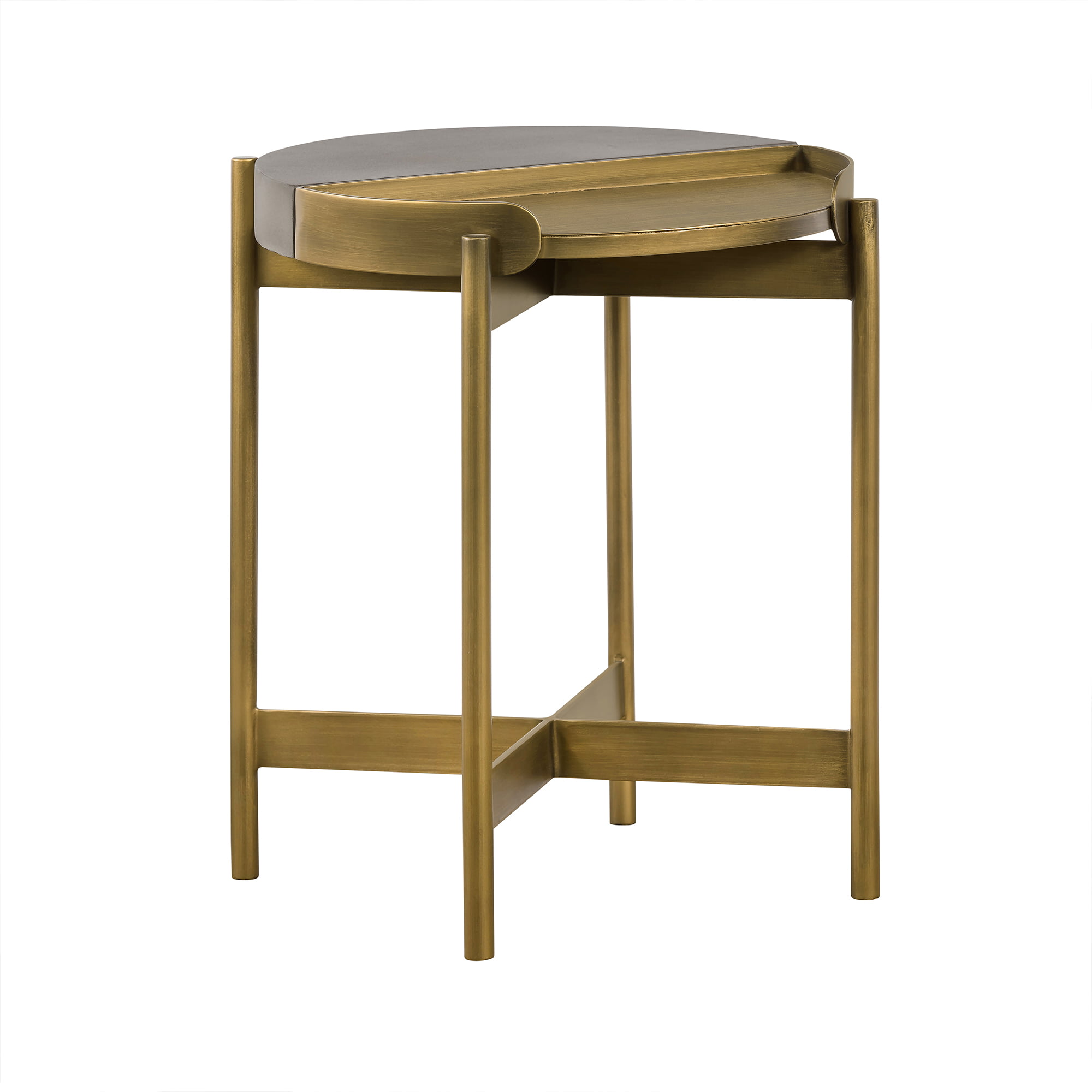 Picture of Armen Living LCDULACC Dua Grey Concrete End Table with Antique Brass