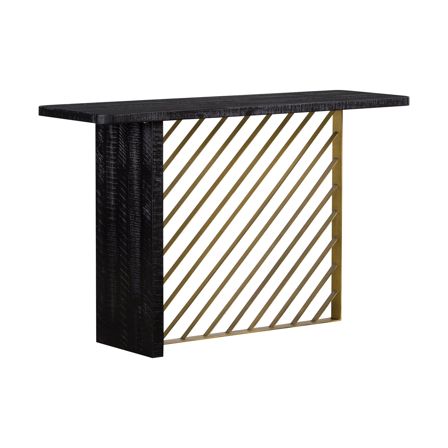 Picture of Armen Living LCMOCNBL Monaco Black Wood Console Table with Antique Brass Accent