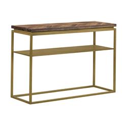 Picture of Armen Living LCTRCNRU Faye Rustic Brown Wood Console Table with Shelf & Antique Brass Metal Base