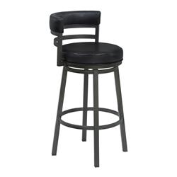 Picture of Armen Living 721535746880 30 in. Titana Bar Height Metal Swivel Barstool&#44; Ford Black PU & Mineral Finish