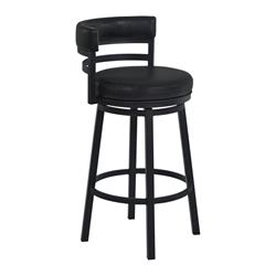 Picture of Armen Living 721535746910 30 in. Titana Bar Height Metal Swivel Barstool in Ford Black Pu & Black Finish