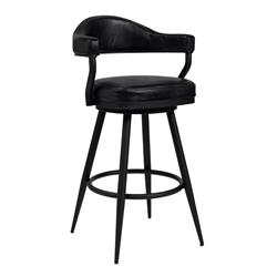Picture of Armen Living 721535746972 42 x 22 x 23 in. Amador Vintage Faux Leather Bar Height Barstool&#44; Black