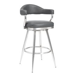 Picture of Armen Living 721535747047 26 in. Amador Counter Height Barstool&#44; Brushed Stainless Steel & Vintage Grey Faux Leather