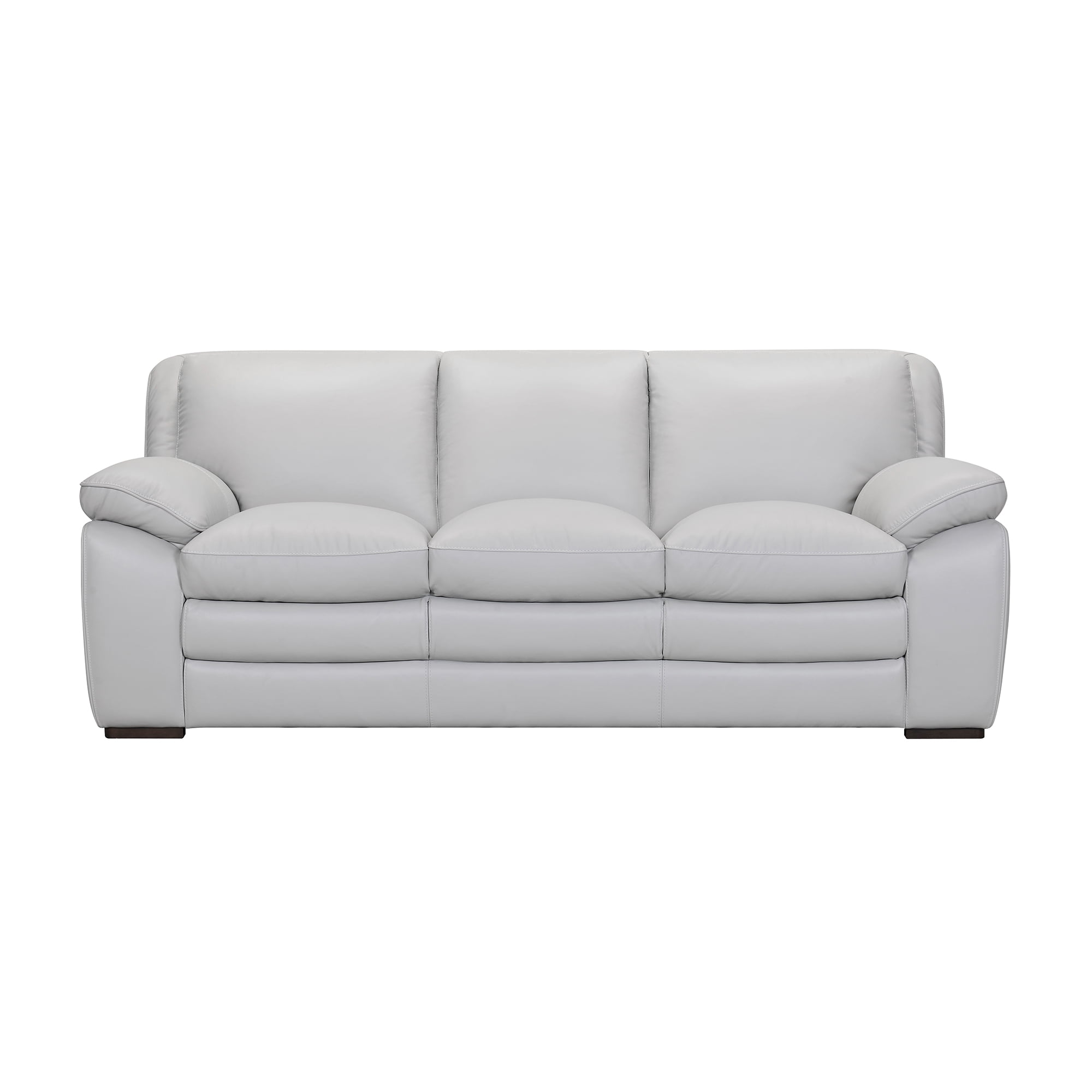 Picture of Armen Living LCZA3DV Zanna Contemporary Sofa in Genuine Leather with Brown Wood Legs&#44; Dove Grey