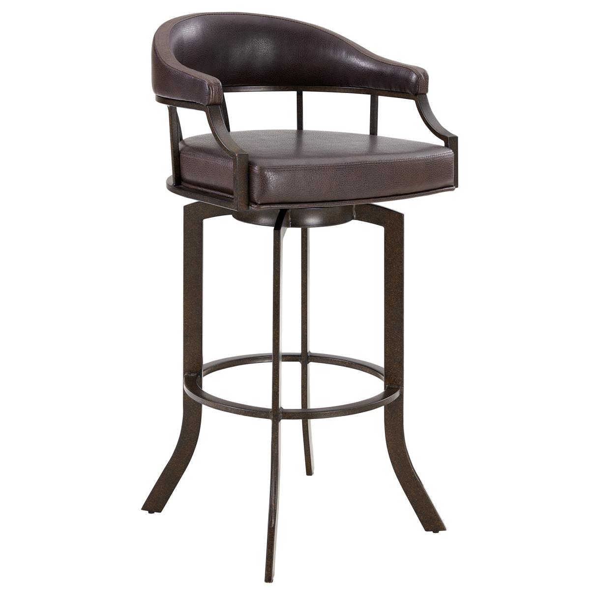 Picture of Armen Living 721535743292 26 in. Pharaoh Swivel Auburn Bay & Faux Leather Bar Stool&#44; Brown