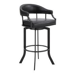 Picture of Armen Living 721535743322 30 in. Pharaoh Swivel Black Powder Coated & Faux Leather Metal Bar Stool&#44; Black