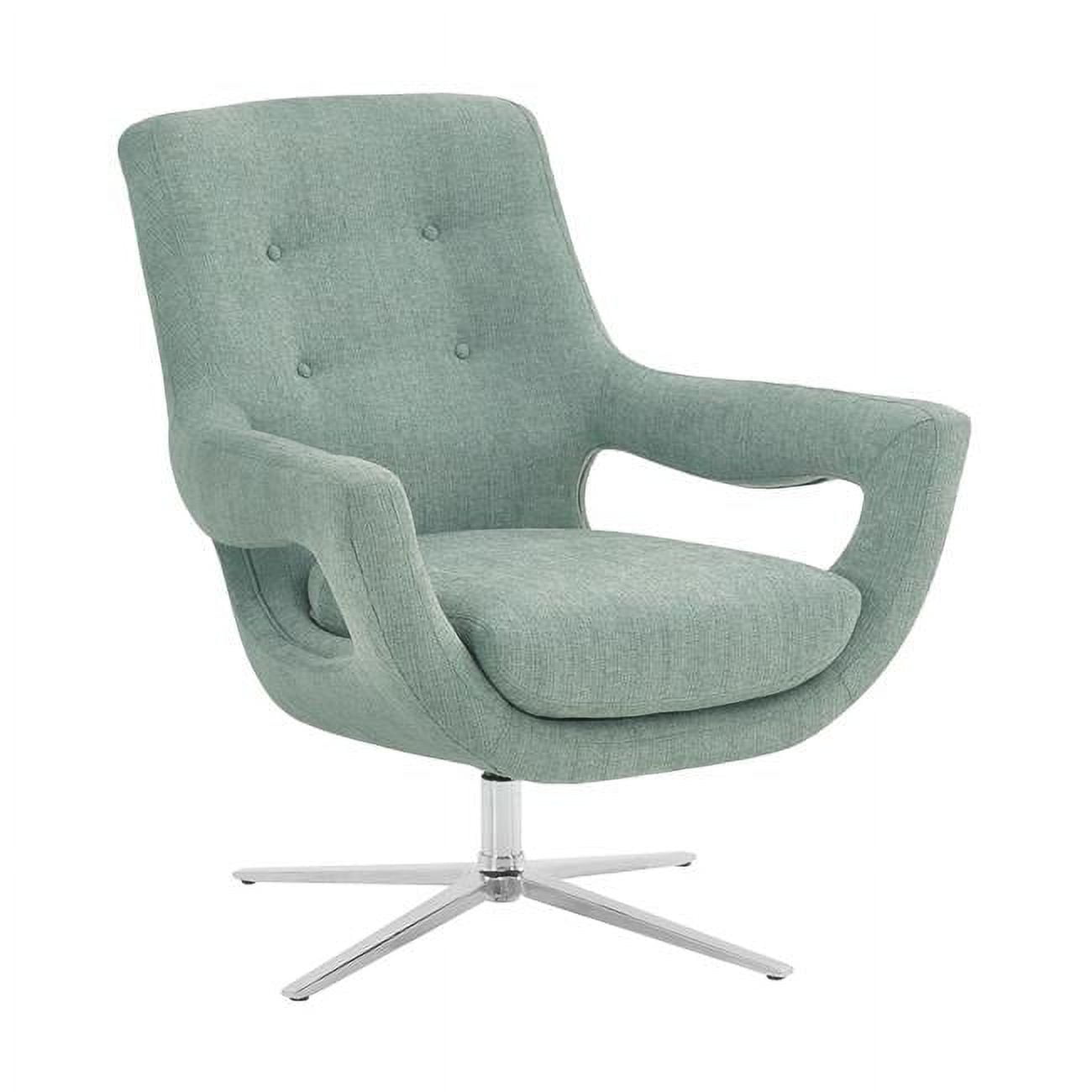 Picture of Armen Living LCQUCHSB Quinn Contemporary Adjustable Swivel Accent Chair, Polished Steel Finish with Spa Blue Fabric