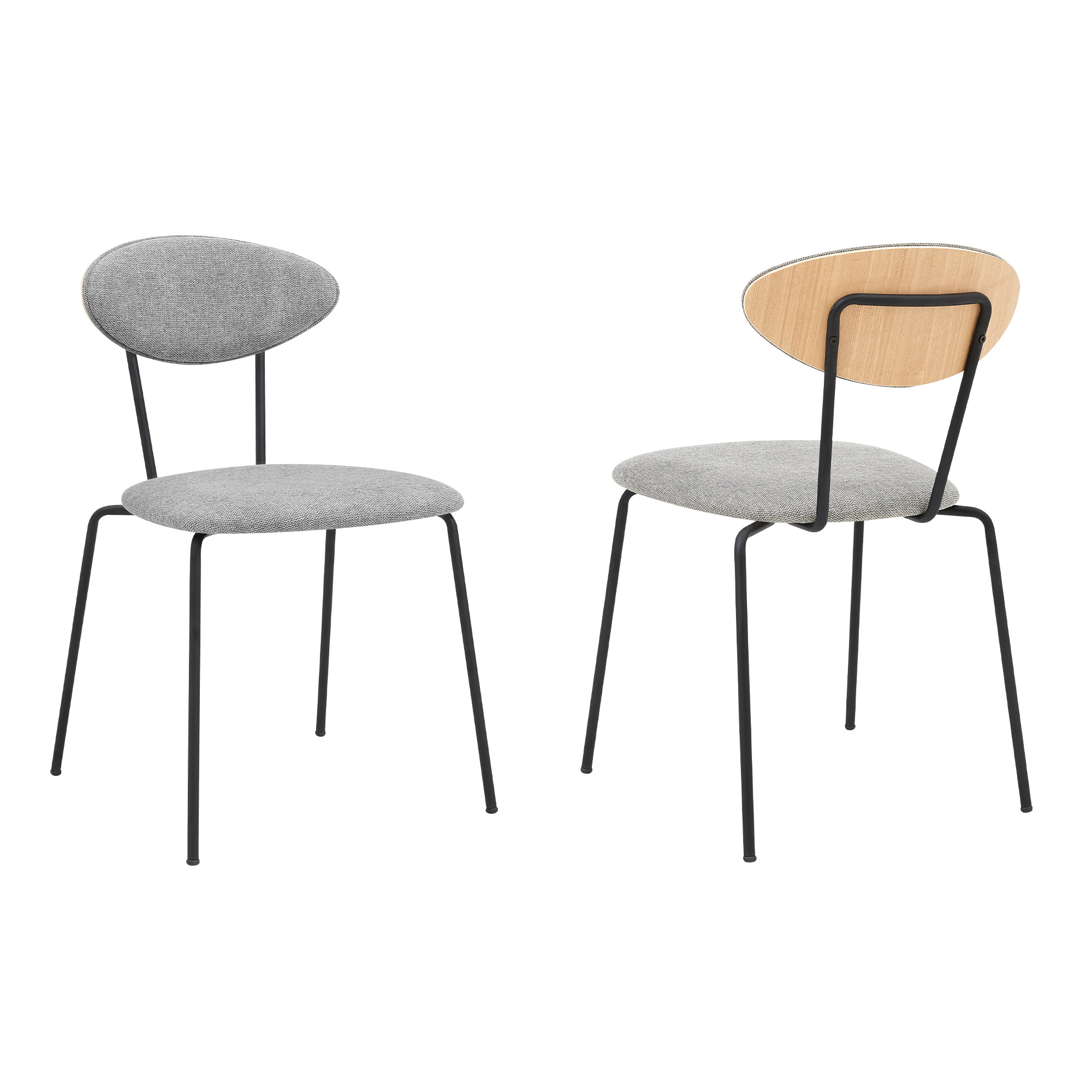 LCNESIGLGRY Neo Modern Dining Room Chairs, Grey Fabric & Black Metal - Set of 2 -  Armen Living