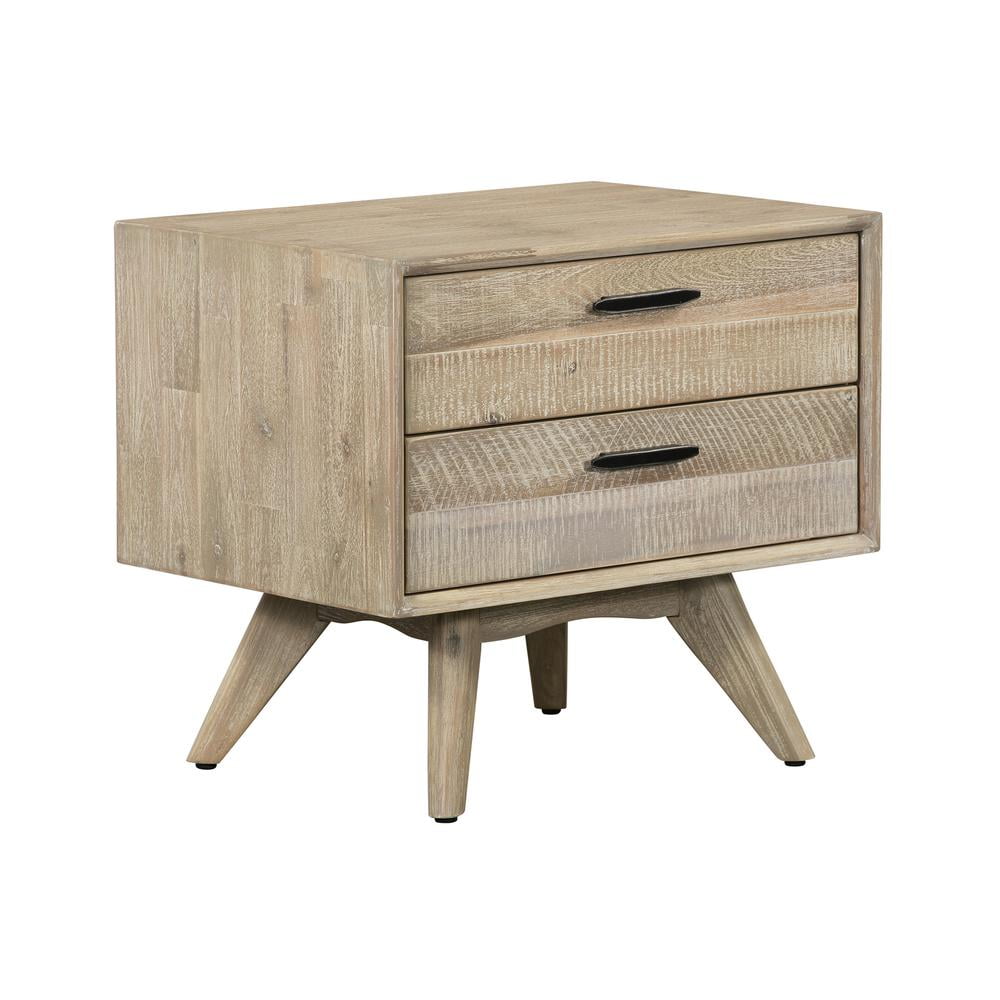 Picture of Armen Living LCLFLAGR Baly Acacia Mid-Century 2 Drawer Nightstand&#44; Grey Sandblast Summer