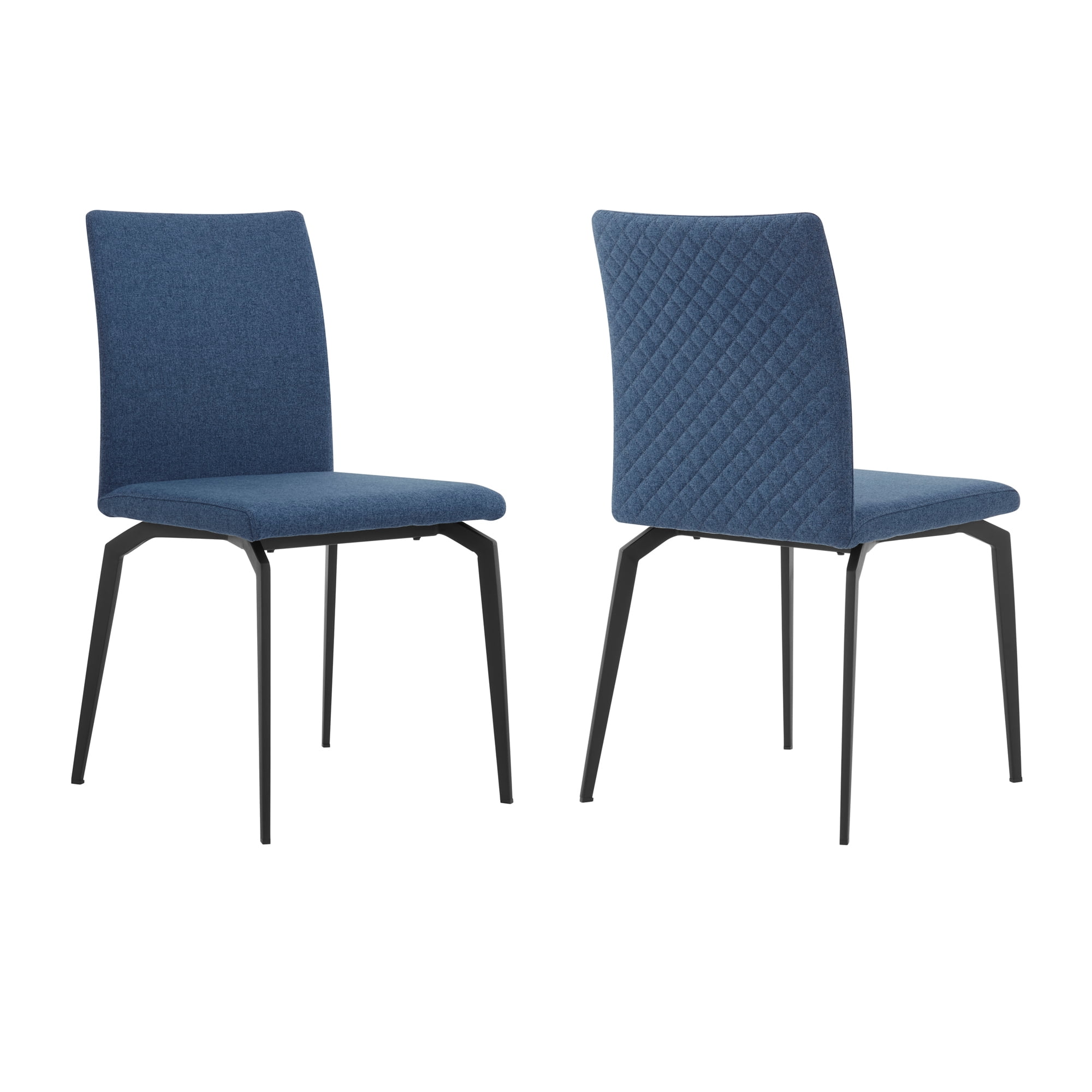 LCLYSIBLUE Lyon Blue Fabric & Metal Dining Room Chairs, Black - Set of 2 -  Armen Living