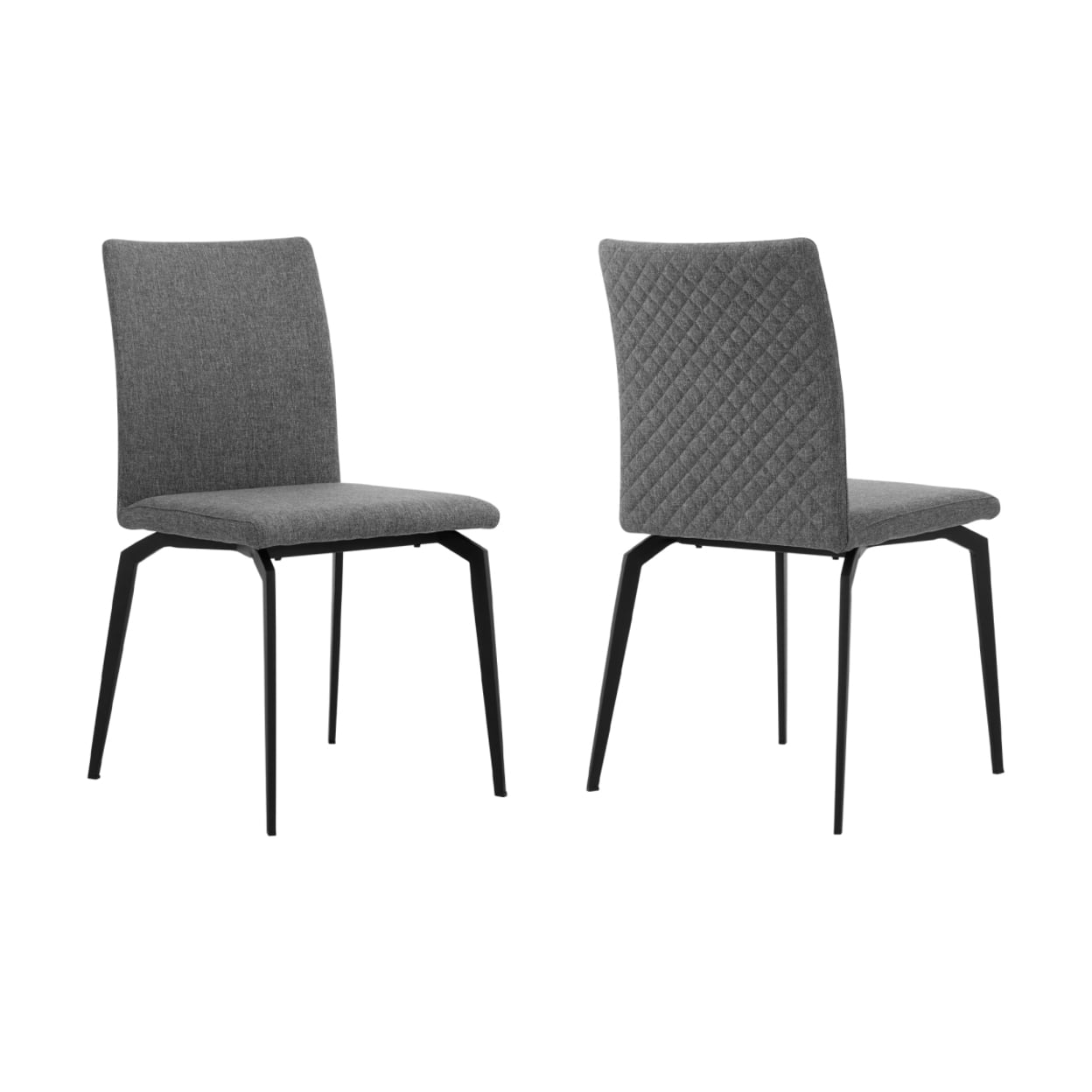 LCLYSIGREY Lyon Gray Fabric & Metal Dining Room Chairs, Black - Set of 2 -  Armen Living