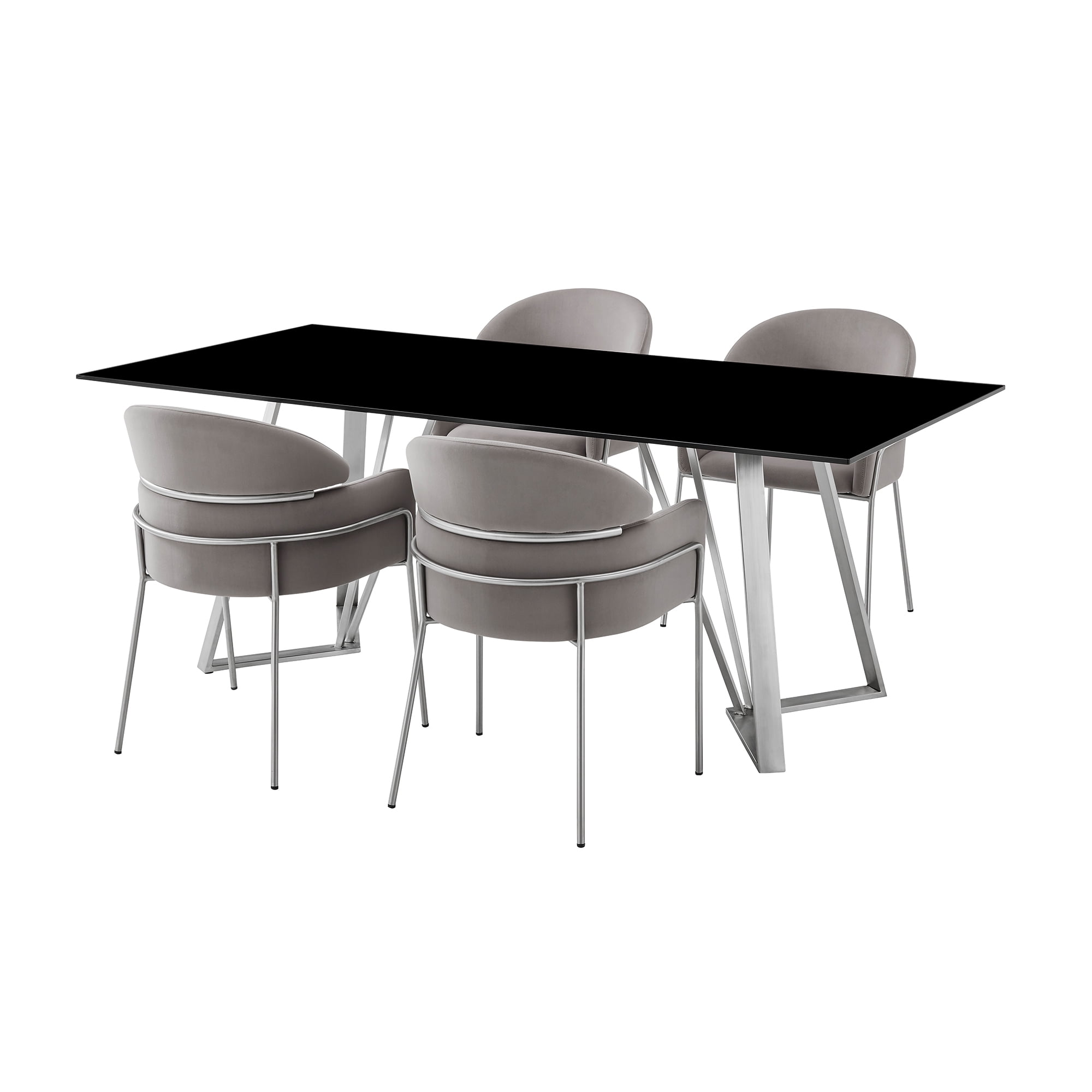 Picture of Armen Living SETCSDI5PTGR Cressida & Portia Rectangular Dining Set&#44; Gray Fabric - 5 Piece