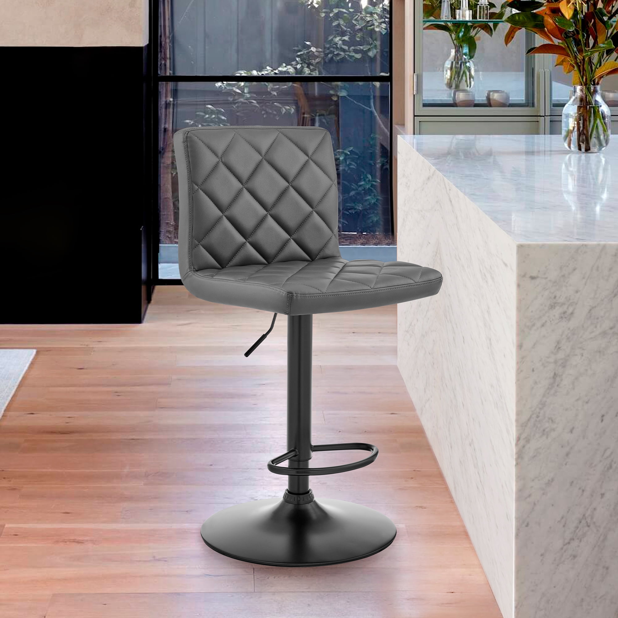 Picture of Armen Living LCDUBABLGR Duval Adjustable Grey Faux Leather Swivel Bar Stool