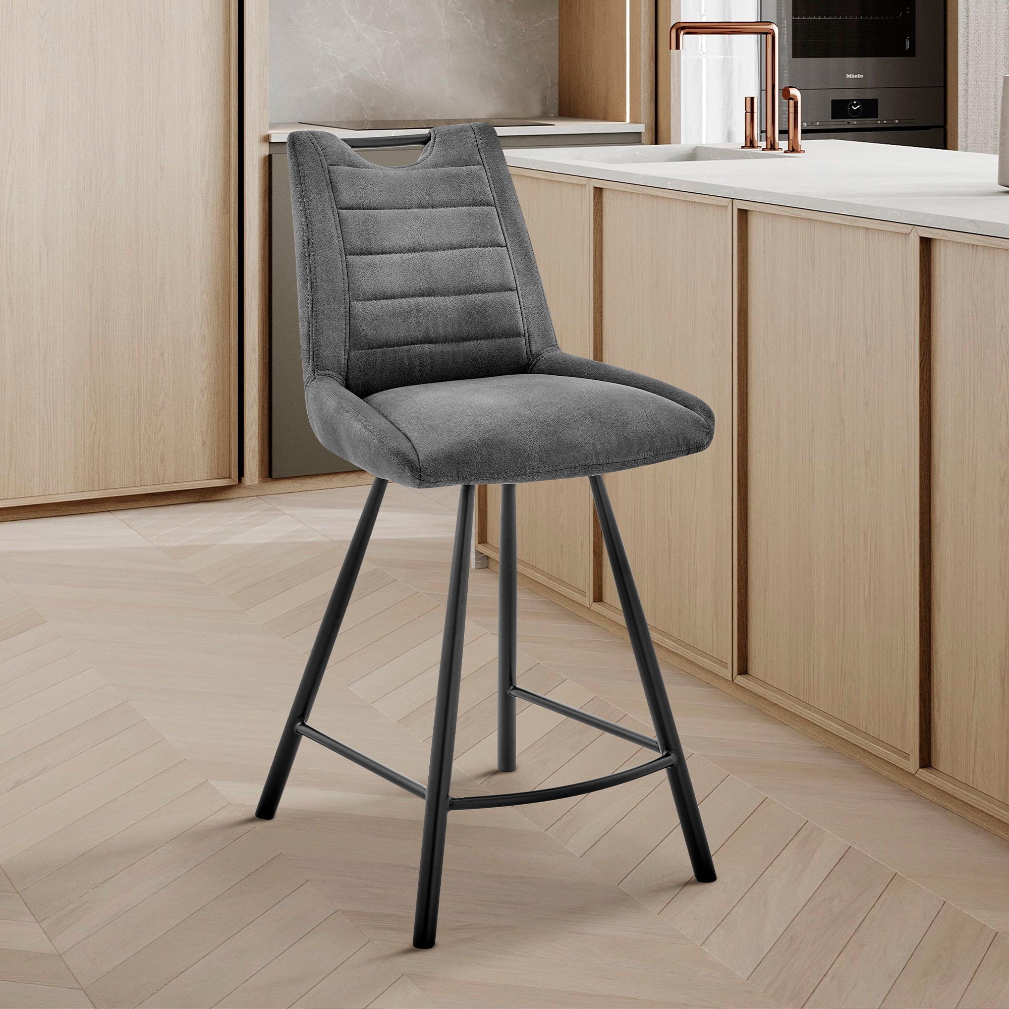 Picture of Armen Living LCAZBACH26 26 in. Arizona Counter Height Bar Stool in Charcoal Fabric & Black Finish
