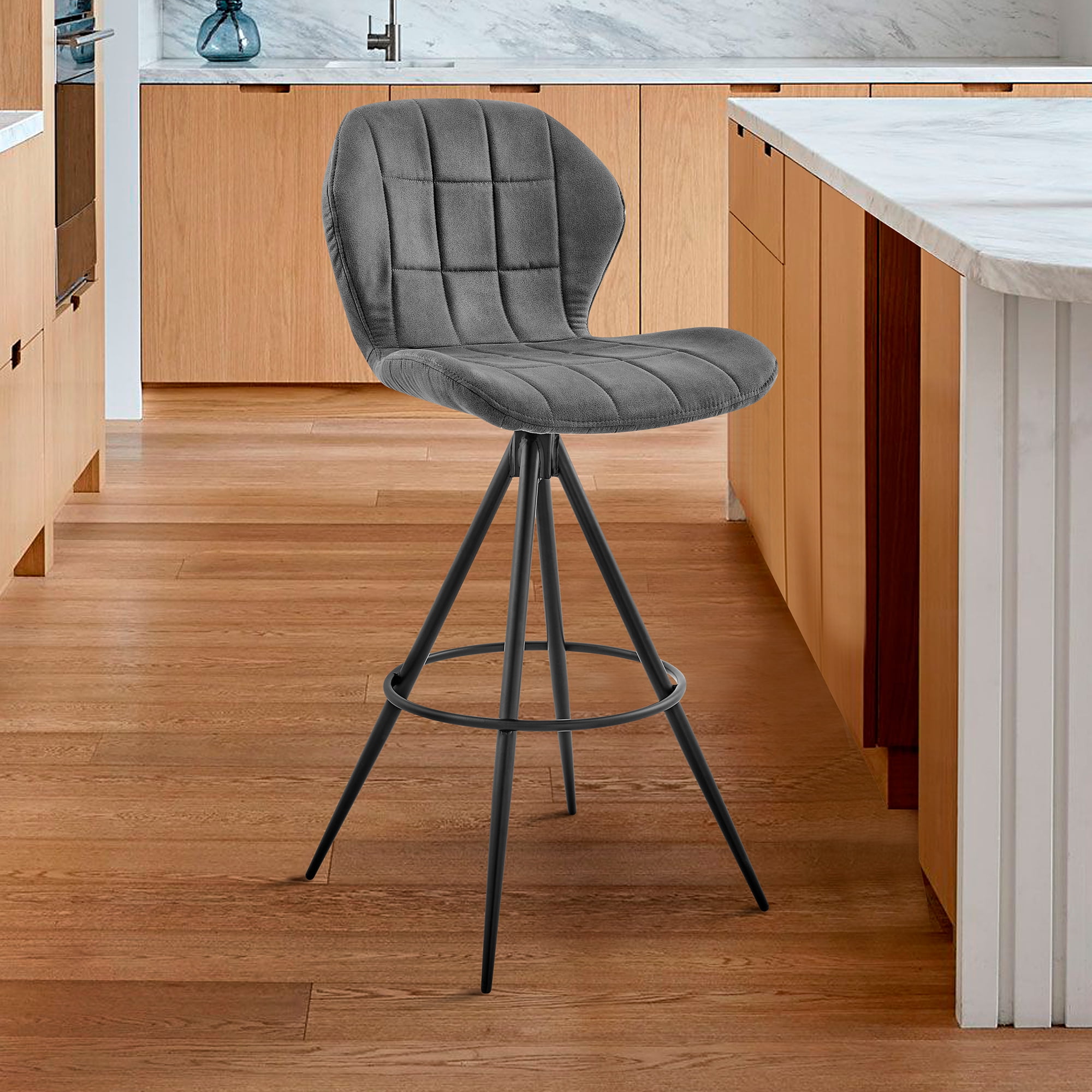 Picture of Armen Living LCCTBACH26 26 in. Catalina Counter Height Bar Stool in Charcoal Fabric & Black Finish