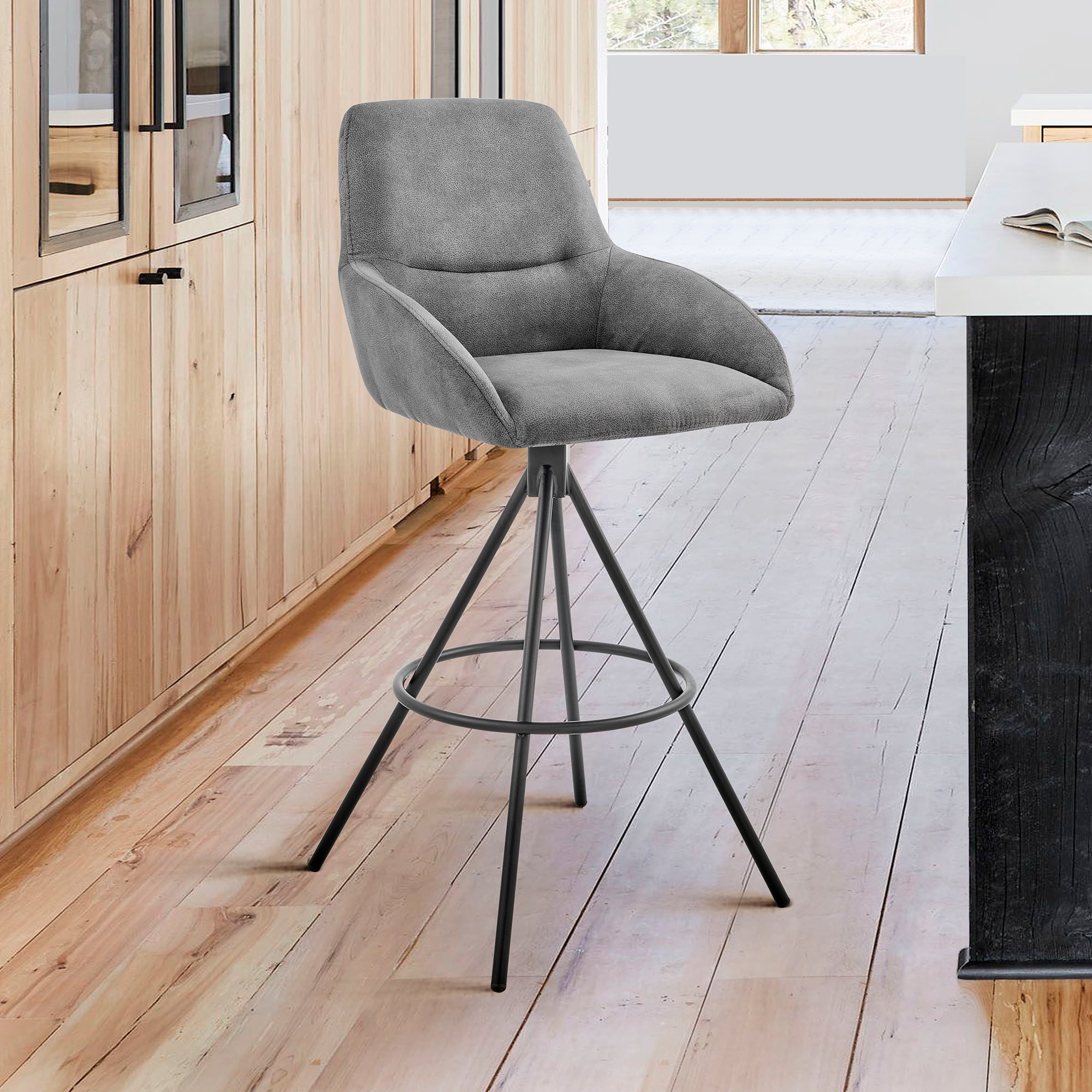 Picture of Armen Living LCODBACH26 26 in. Odessa Counter Height Bar Stool in Charcoal Fabric & Black Finish