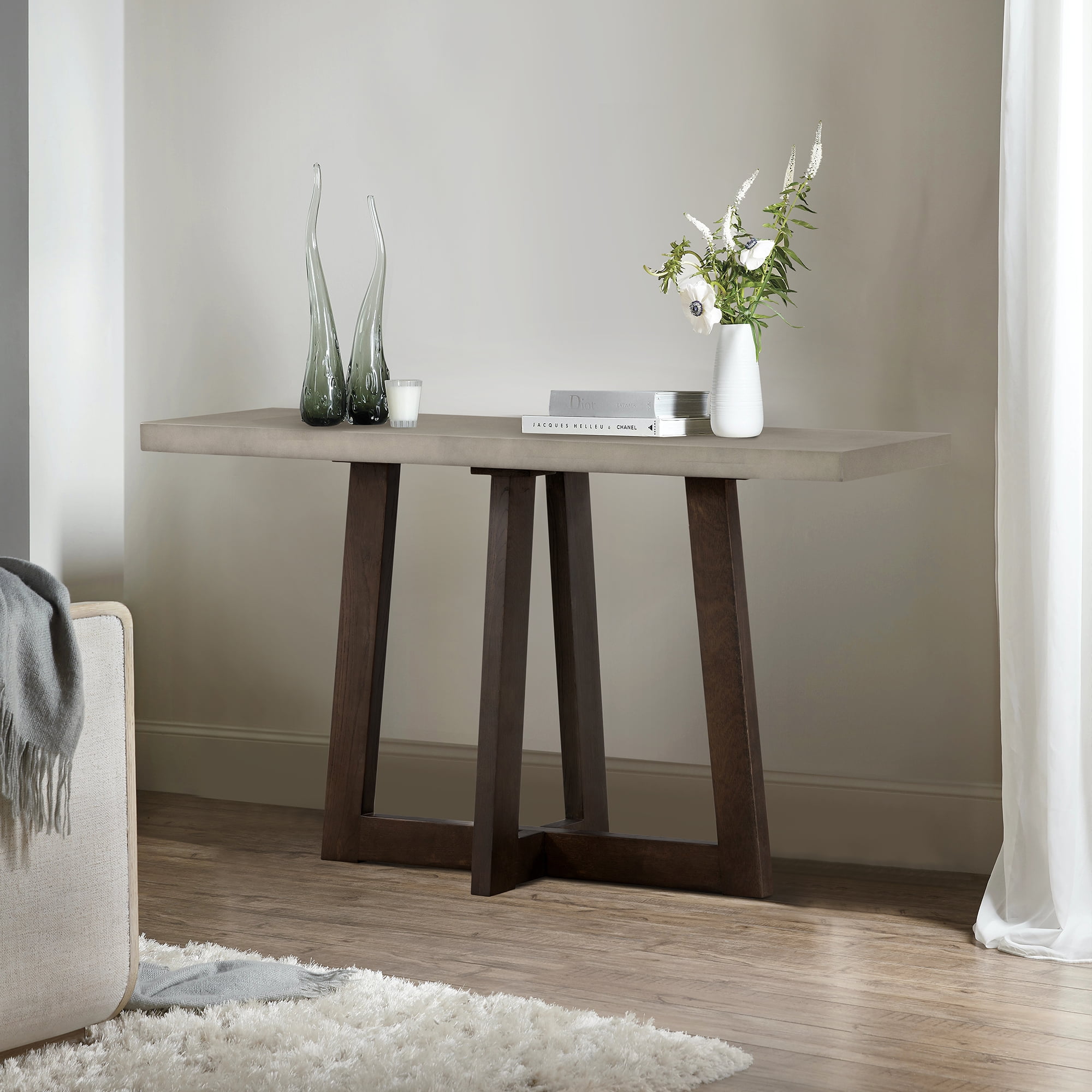 Picture of Armen Living LCELCNCCGR Elodie Grey Concrete & Dark Grey Oak Rectangle Console Table