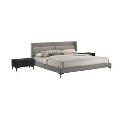 SETLEBDCHKG3A Legend Fabric Platform Bed & Nightstands Bedroom Set, Gray - King Size - 3 Piece -  Armen Living