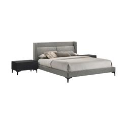 SETLEBDCHQN3A Legend Fabric Platform Bed & Nightstands Bedroom Set, Gray - Queen Size - 3 Piece -  Armen Living