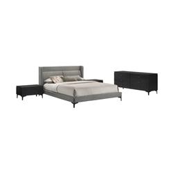 Picture of Armen Living SETLEBDCHQN4B Legend Fabric Platform Bedroom Set with Dresser & Nightstands&#44; Gray - Queen Size - 4 Piece