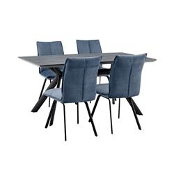 SETMNDI5RYBLU 30 x 36 x 63 in. Margot & Rylee Modern Rectangle Dining Set, Blue - 5 Piece -  Armen Living