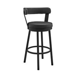 Picture of Armen Living 721535761753 30 in. Kobe Bar Height Swivel Bar Stool&#44; Black Finish & Faux Leather