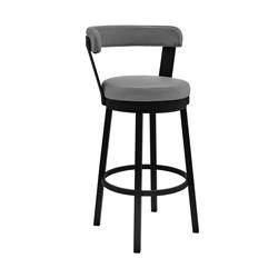 Picture of Armen Living 721535761760 26 in. Kobe Counter Height Swivel Bar Stool&#44; Black Finish & Grey Faux Leather