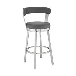 Picture of Armen Living 721535761807 26 in. Kobe Counter Height Swivel Bar Stool&#44; Brushed Stainless Steel Finish & Grey Faux Leather