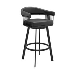 Picture of Armen Living 721535761845 26 in. Bronson Counter Height Swivel Bar Stool&#44; Black Finish & Faux Leather