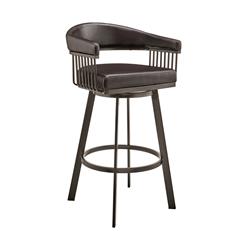 Picture of Armen Living 721535761876 30 in. Bronson Bar Height Swivel Bar Stool&#44; Java Brown Finish & Chocolate Faux Leather