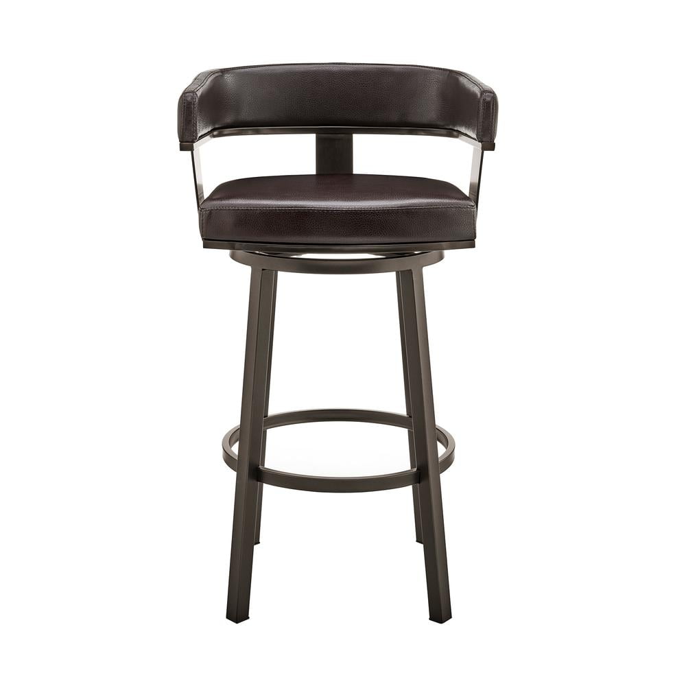 Picture of Armen Living 721535761944 26 in. Cohen Faux Leather Counter Height Swivel Bar Stool&#44; Java Brown & Chocolate
