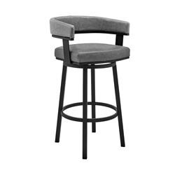 Picture of Armen Living 721535761968 26 in. Cohen Counter Height Swivel Bar Stool&#44; Black Finish & Grey Faux Leather
