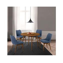 Picture of Armen Living SETARDI5AZWABLU42 42 in. Arcadia & Azalea Round Dining Set&#44; Blue & Walnut Wood - 5 Piece
