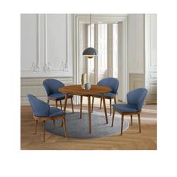 Picture of Armen Living SETARDI5JNWABLU42 42 in. Arcadia & Juno Round Wood Dining Set&#44; Blue & Walnut - 5 Piece