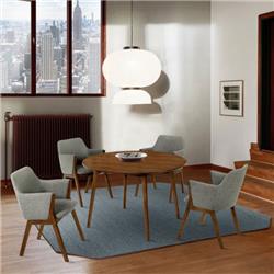 Picture of Armen Living SETARDI5REWACH48 48 in. Arcadia & Renzo Round Wood Dining Set&#44; Charcoal & Walnut - 5 Piece