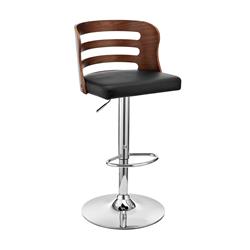 Picture of Armen Living LCKHBAWABL 44 x 19 x 19 in. Khalia Adjustable Swivel Faux Leather & Walnut Wood Bar Stool with Base&#44; Black & Chrome