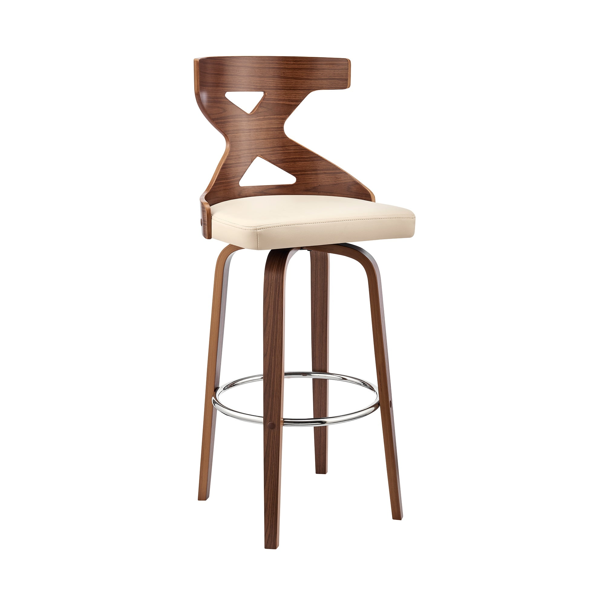 Picture of Armen Living LCGGBAWACR26 26 in. Gayle Swivel Cross Back Faux Leather & Walnut Wood Bar Stool&#44; Cream